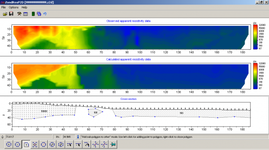 Geological interpretation in ZondRes2dp based on resistivity inversion results