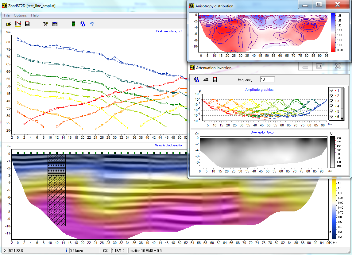 Подбор параметра анизотропии скоростей и коэффициента затухания сейсмических волн 